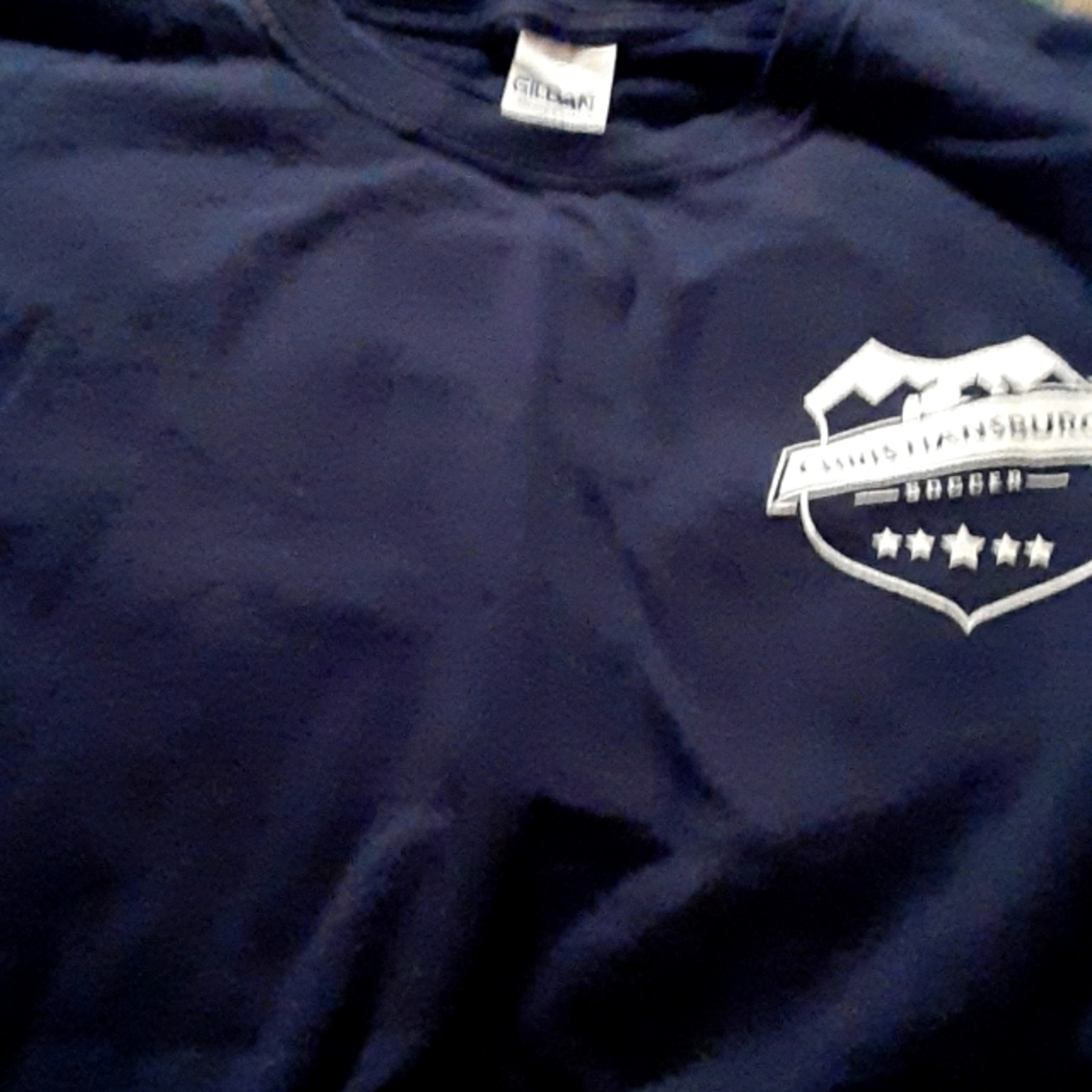 2 for$12  Gildan size lg blue soccer shirt home team